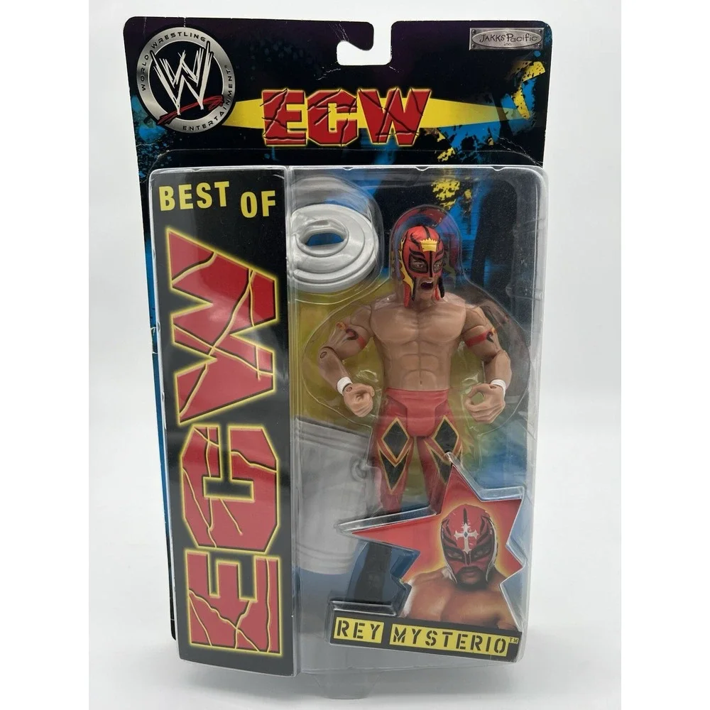 Vintage WWE Rey Mysterio Action Figure Jakks 2005 Best Of ECW Trash Can Lid MOC
